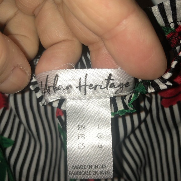 Urban Heritage Off-Shoulder Jumpsuit- large with tassels/ wide legs/ peasant top - Picture 8 of 9